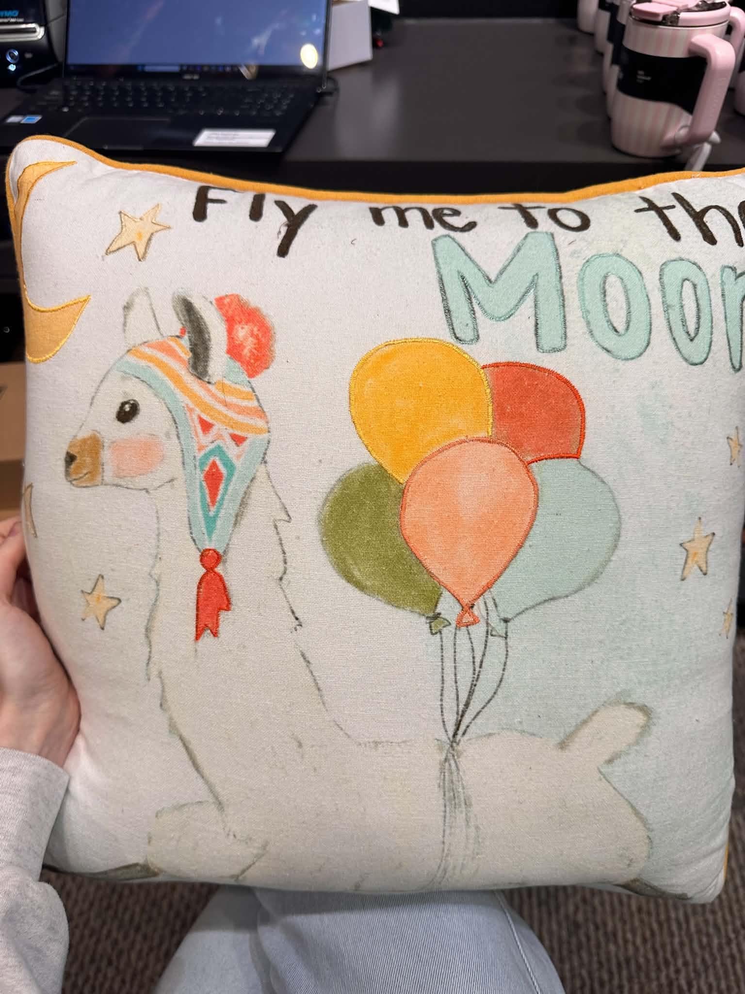 Fly Me To The Moon Alpaca Pillow