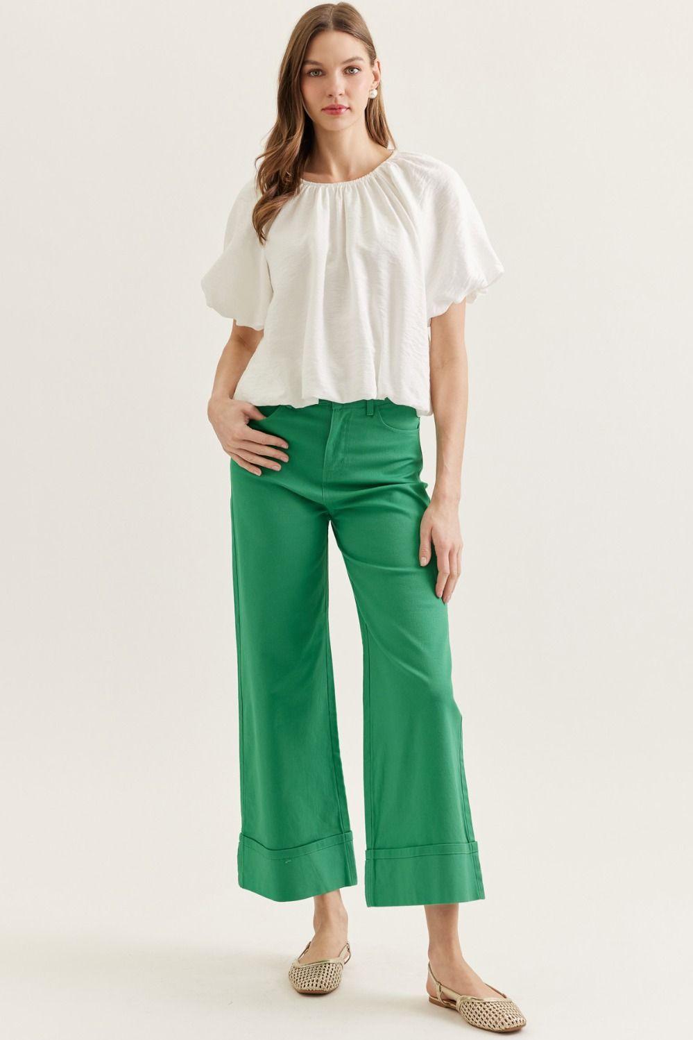 Solid Mid-Rise Ankle Length Pants