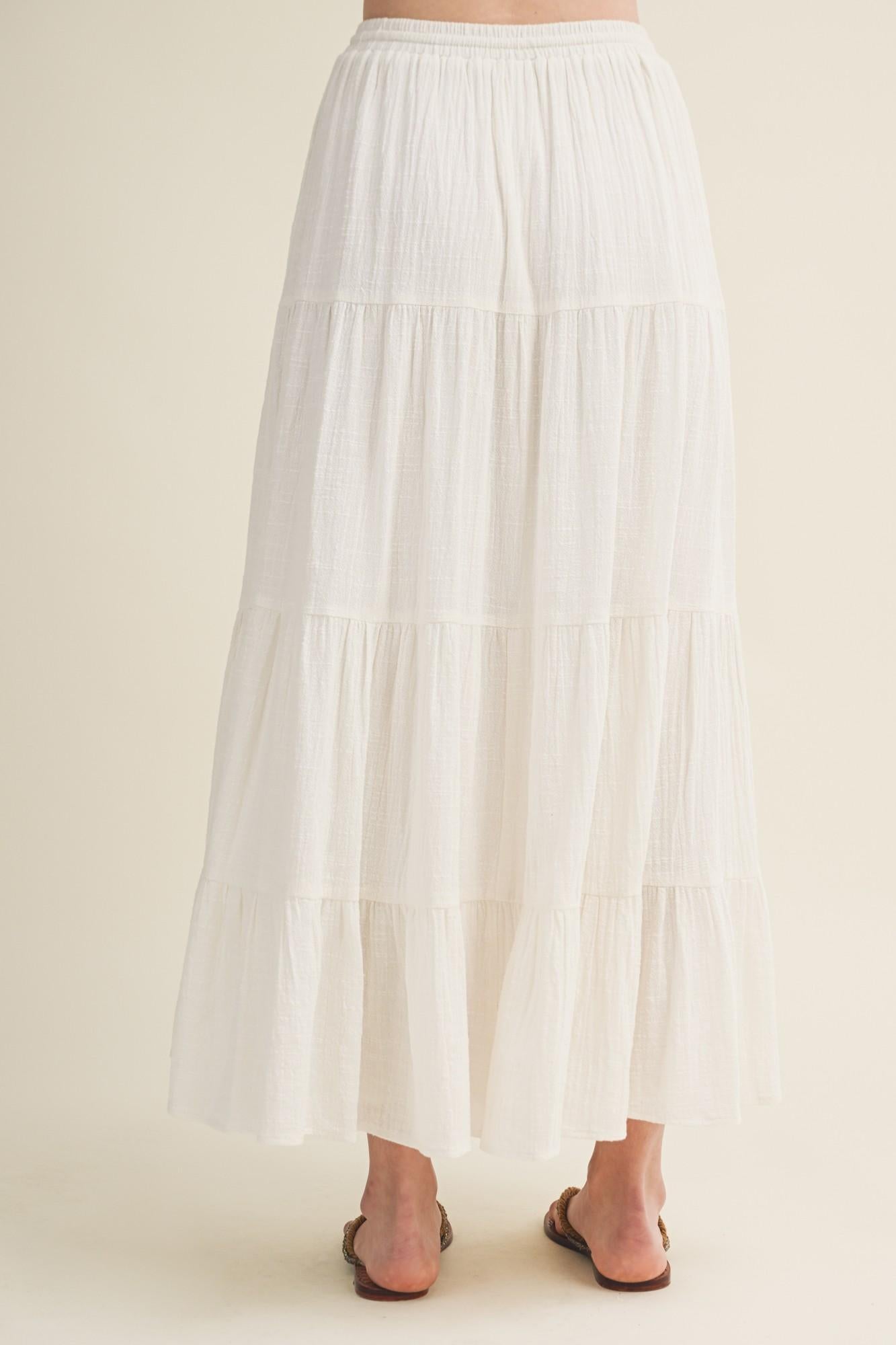 Off-White Tiered Maxi Skirt