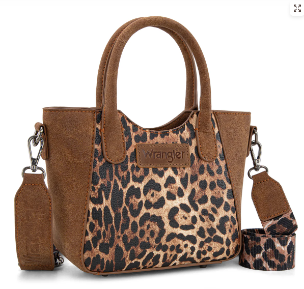 Wrangler Leopard Print Small Tote/Crossbody - Brown