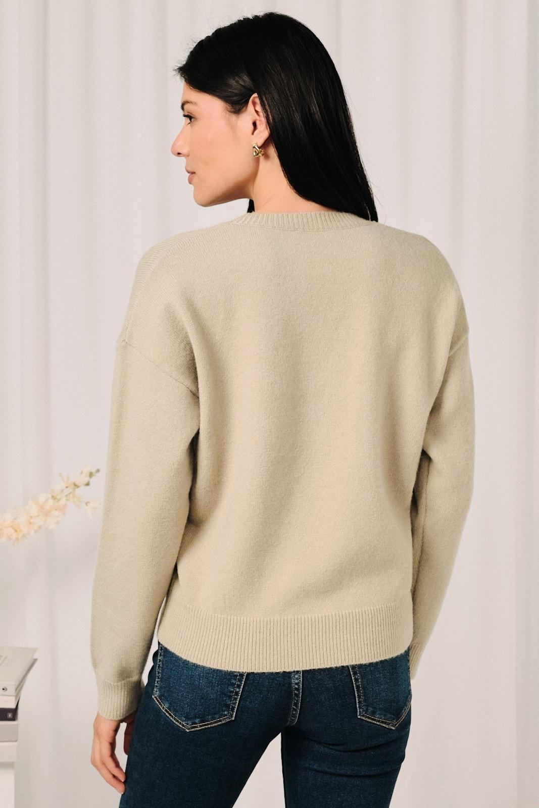 Round Neck Mallard Duck Graphic Long Sleeve Knit Sweater
