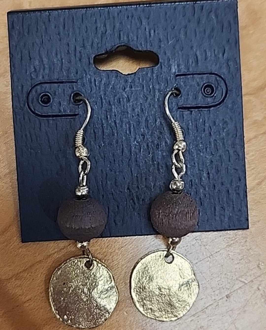 Wood Bead Drop Earrings