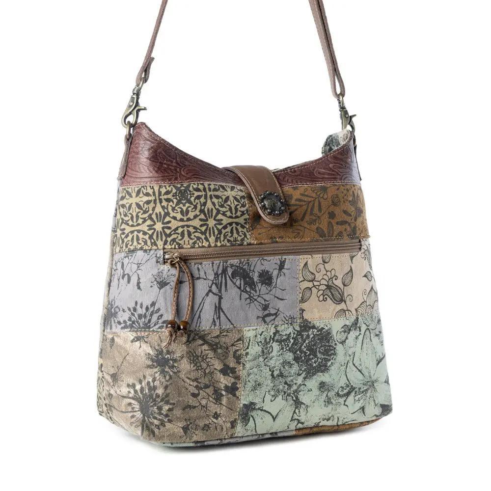 Sageweave Vintage Shoulder Bag For Women in Sage with Patch Detail