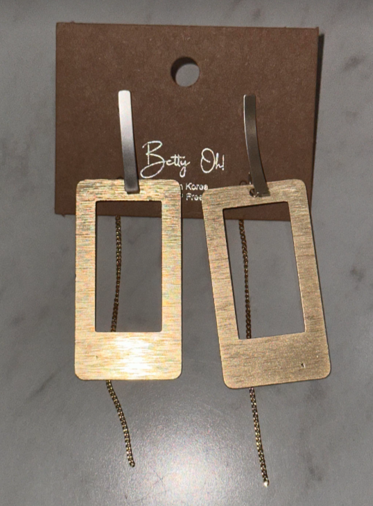 Statement Gold Rectangle Earrings