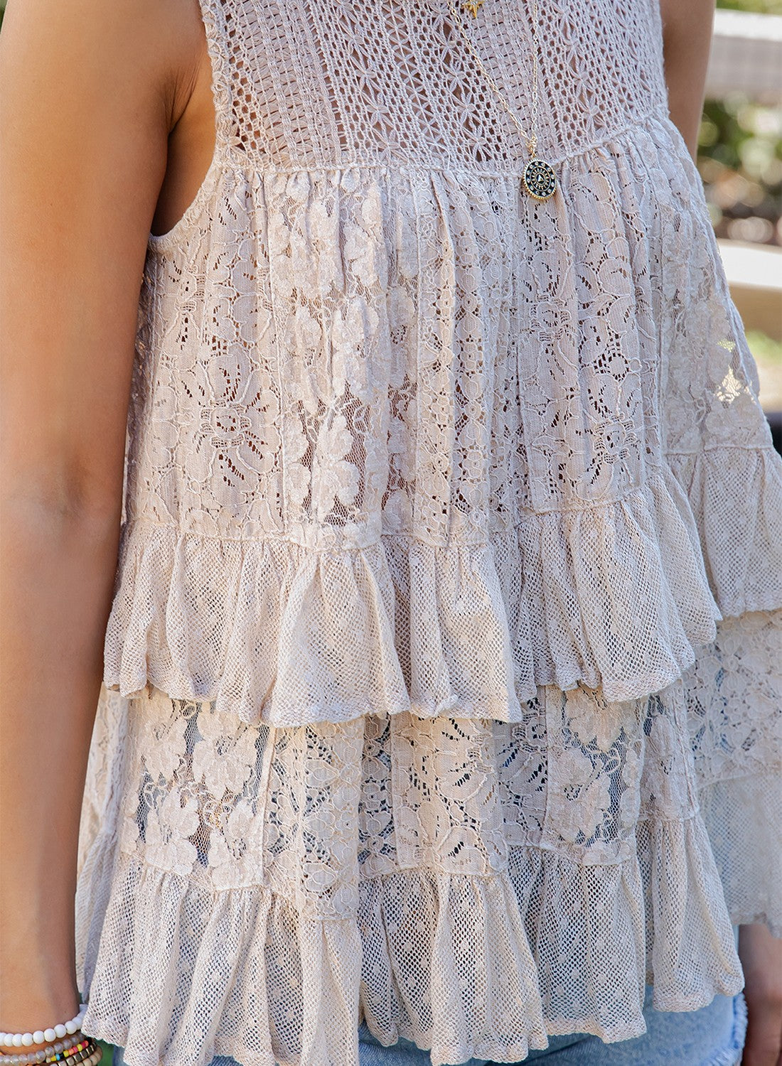 Desert Dream Tiered Lace Ruffle Ranch Top