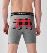 Red Plaid Bear Men's Boxers
