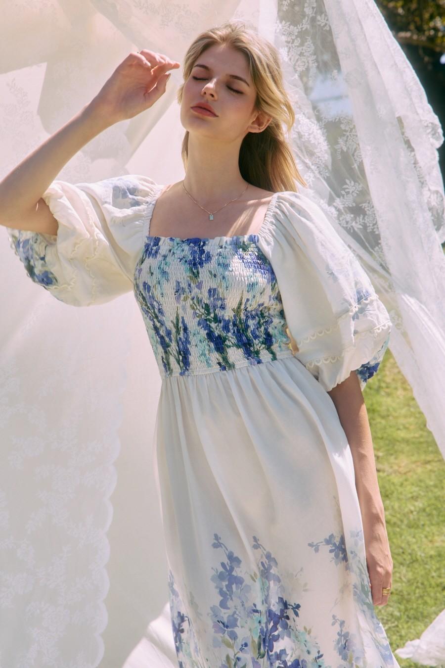 Plus Floral Border Printed Maxi Dress