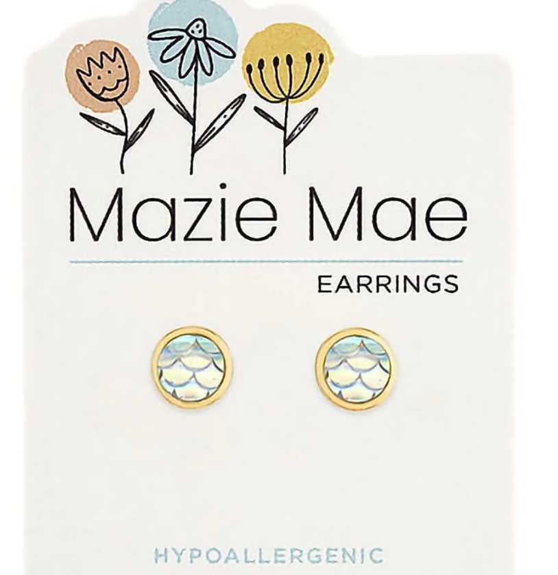 Gold Mermaid Scale Stud Mazie Mae Earrings