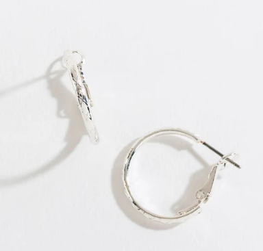 Silver Pattern Hoop Earrings