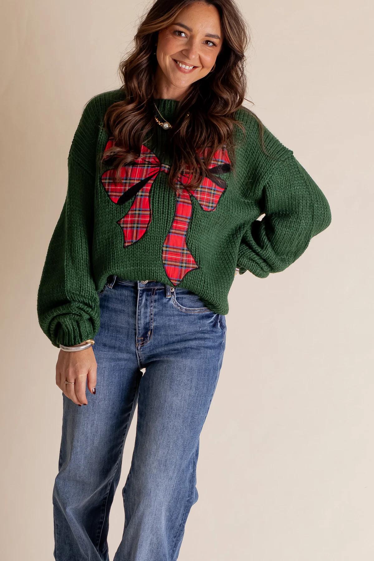 Plaid Ribbon Sweater