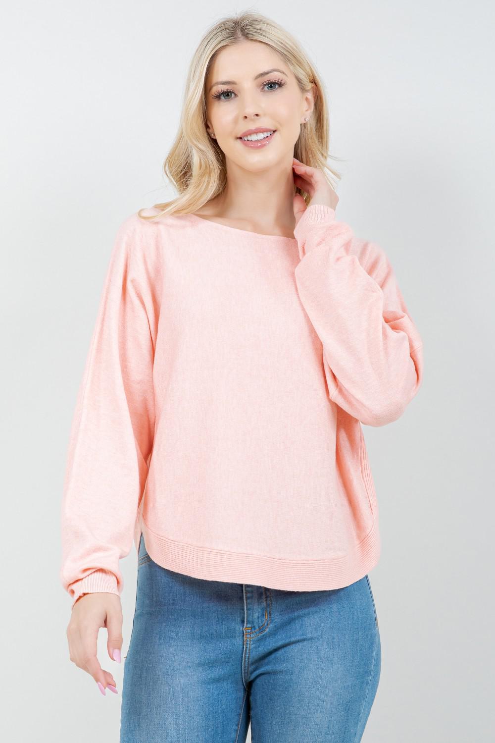 Soft Coral Boatneck Pullover Sweater