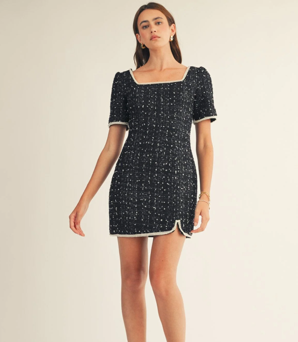 JUST ME TWEED MINI DRESS