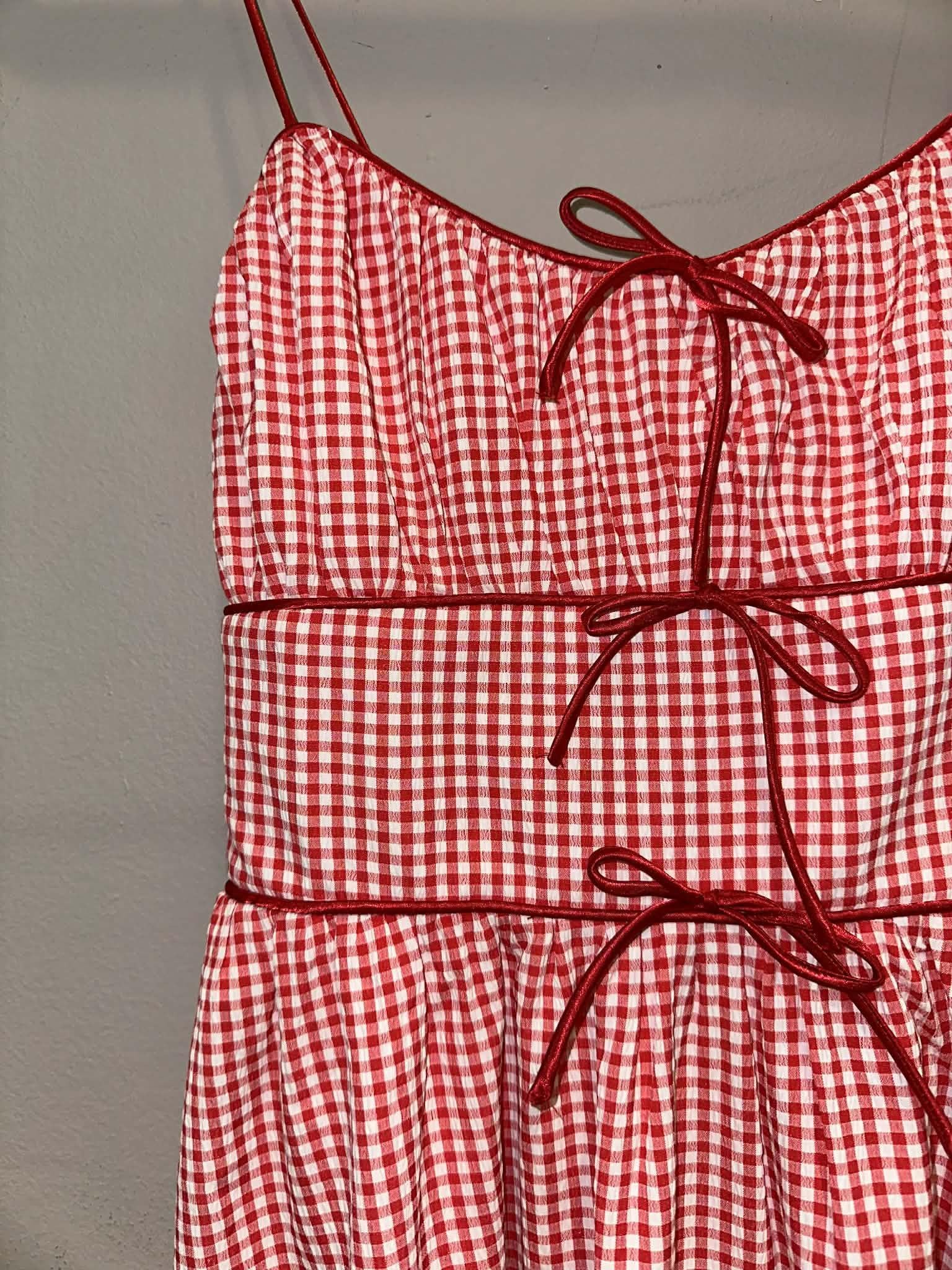 Red Gingham Maxi Dress
