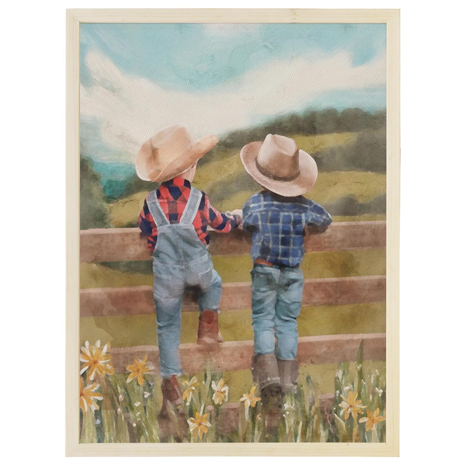 Little Cowboys Fence Wall Art
