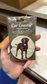Chocolate Lab Sitting Car Coaster