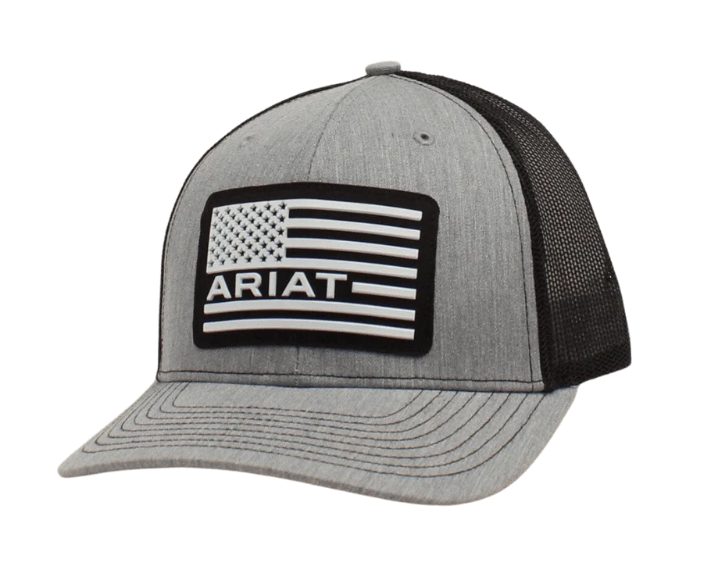 ARIAT MEN'S GREY USA FLAG PATCH SNAPBACK BALL CAP