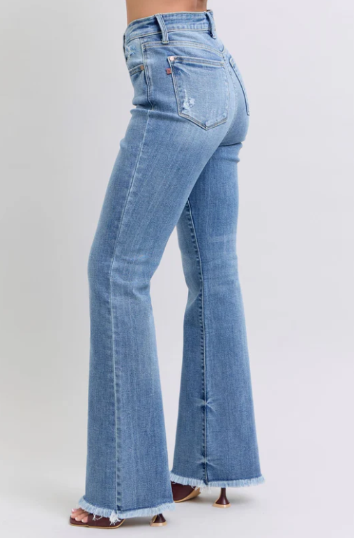 Judy Blue HW Bootcut Jeans with Fray Hem