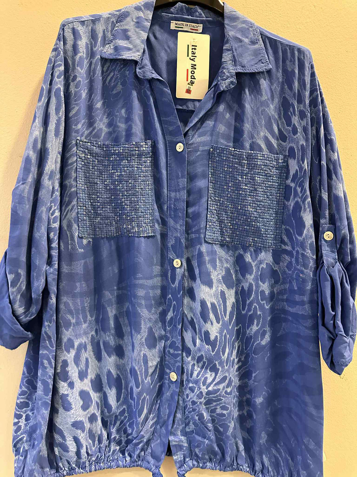 Printed Double Sequin Pocket Top