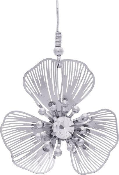 Silver Delicate Three Petal Flower Earrings
