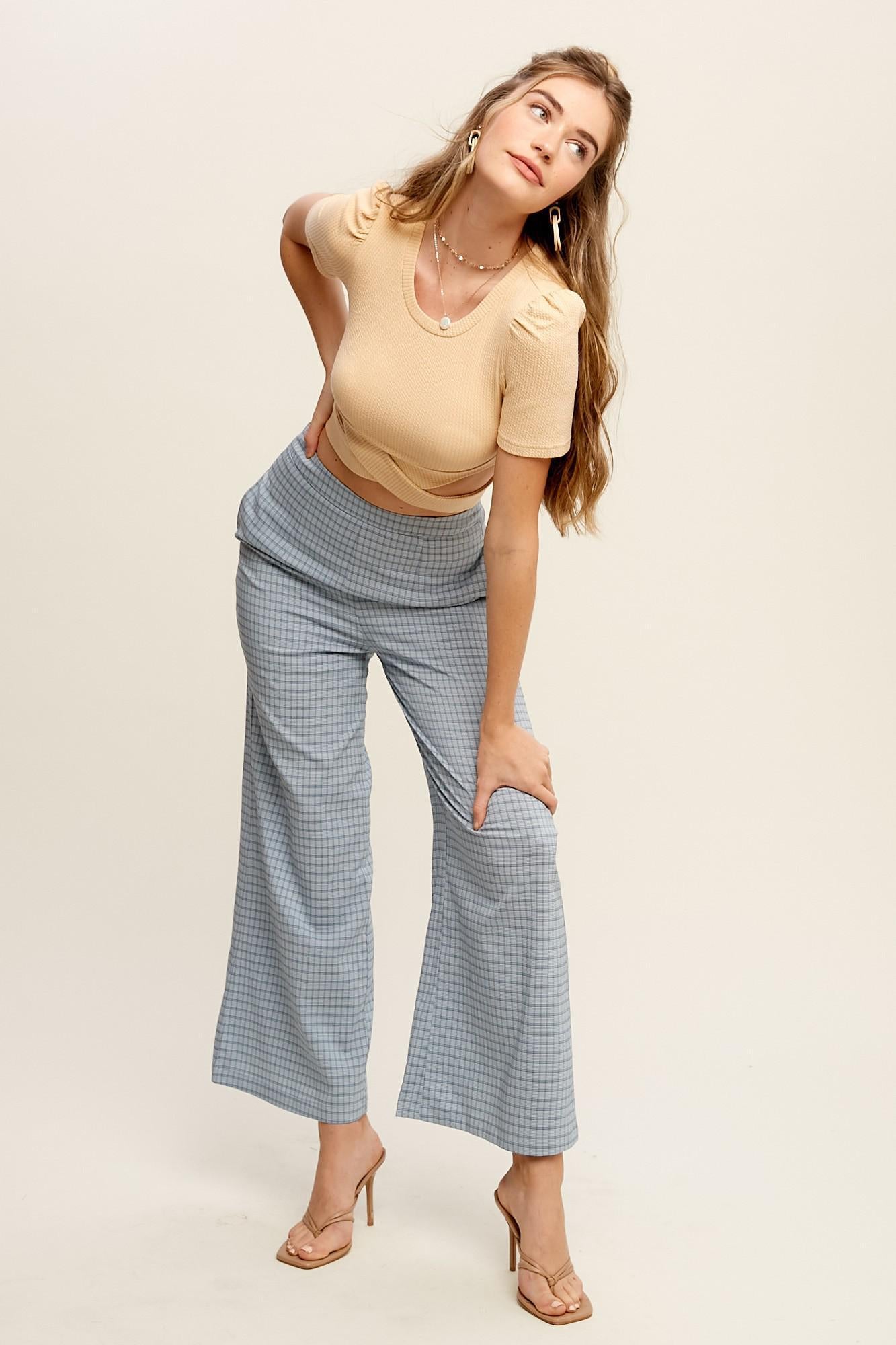 Plaid Wide Opening Woven Pants