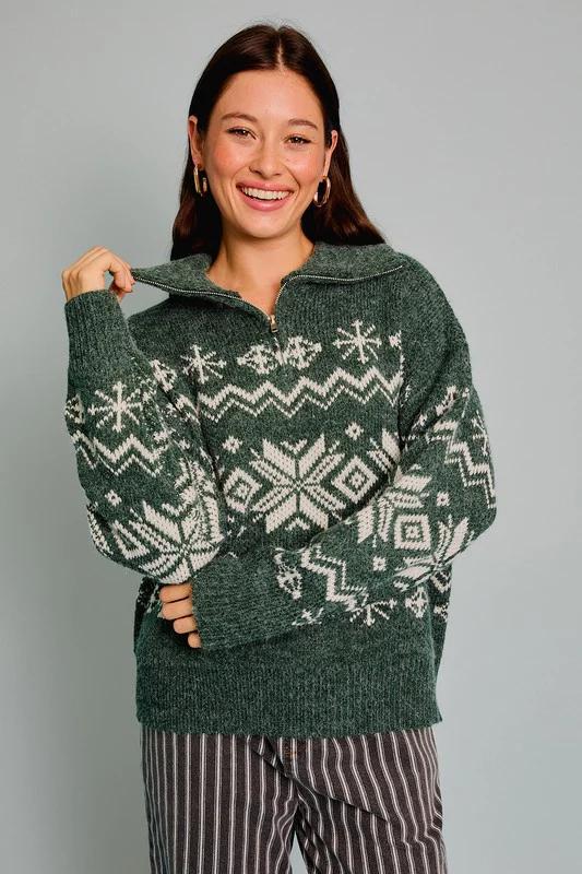 Fair Isle Jacquard Oversized Sweater