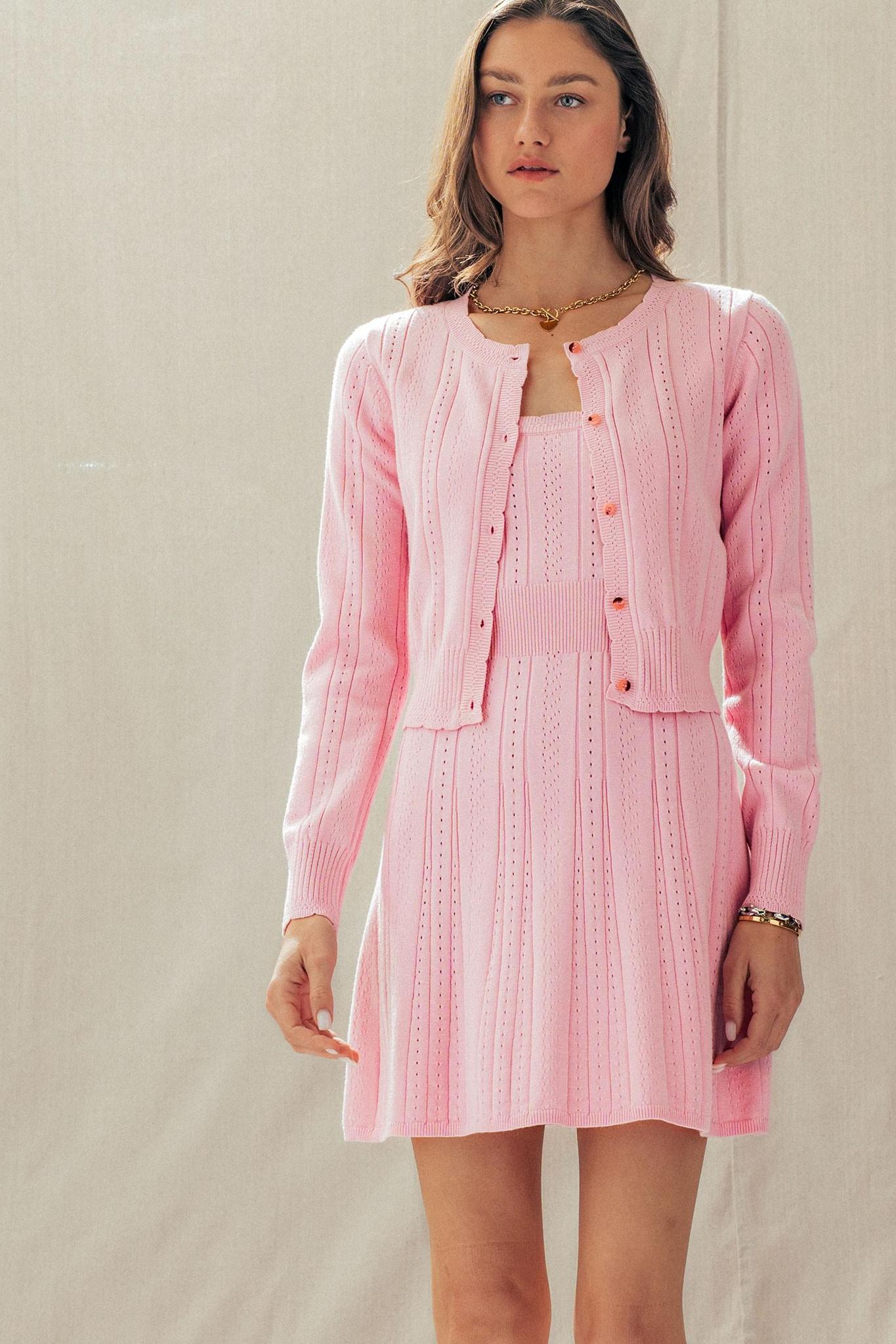Pink Sweetheart Pointelle Knit Cardigan
