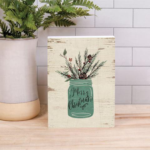 Merry Christmas Mason Jar Block Sign