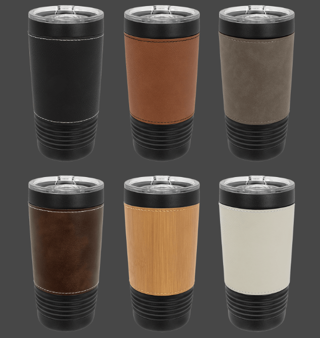 Polar Camel 20 oz. Black Leatherette Tumbler