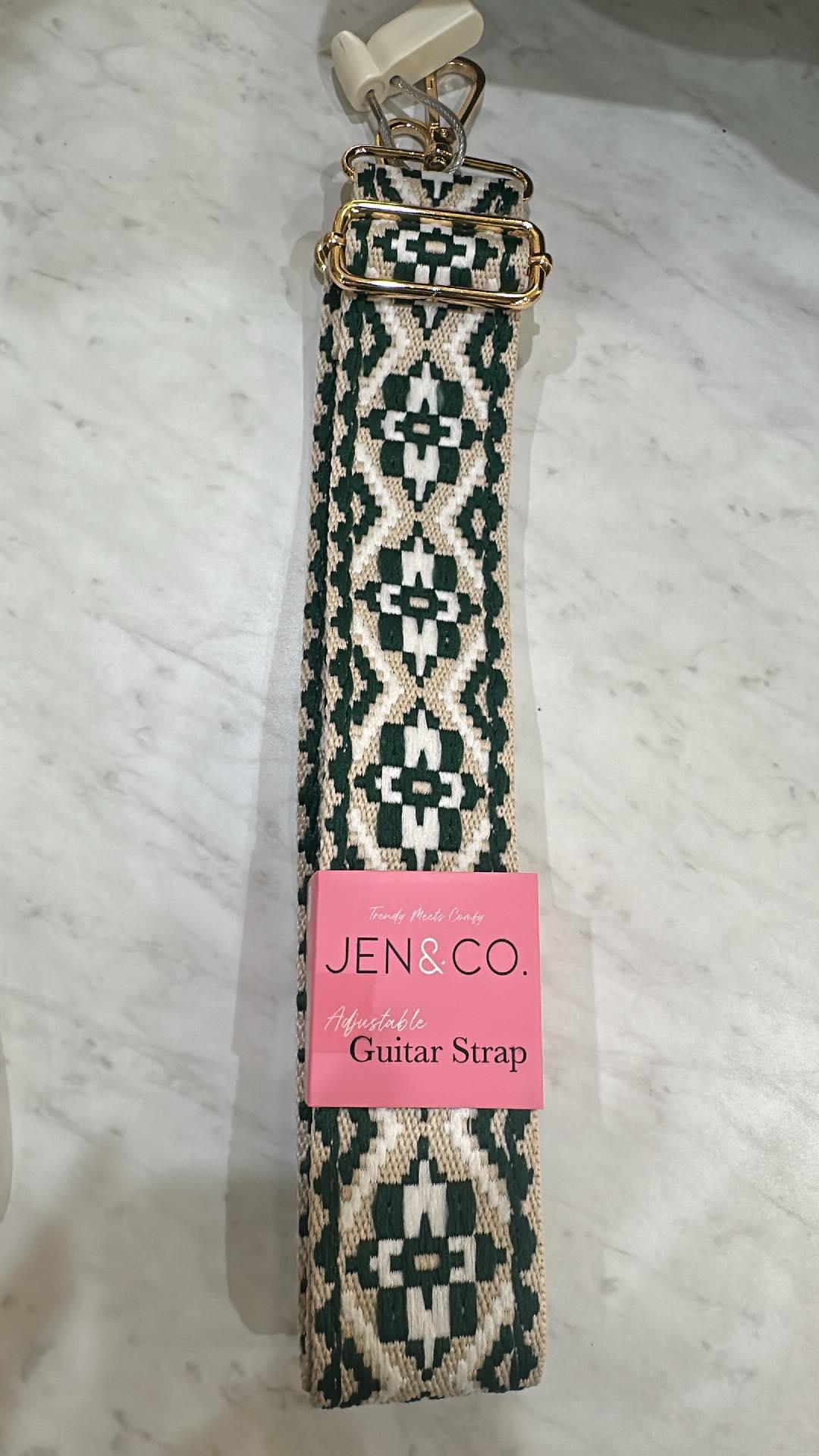 Tribal Guitar Strap - Green