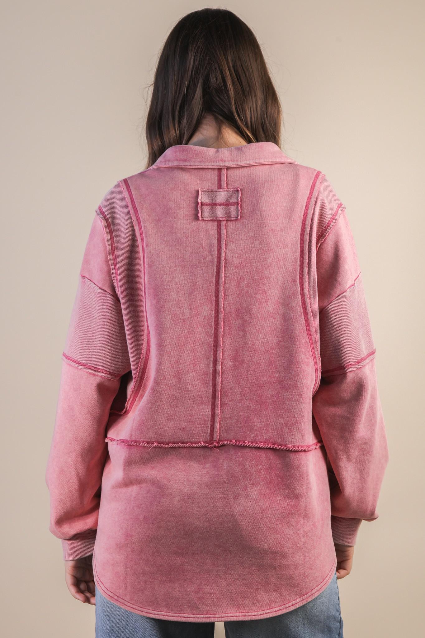 Mauve Mineral Washed Oversized Pullover