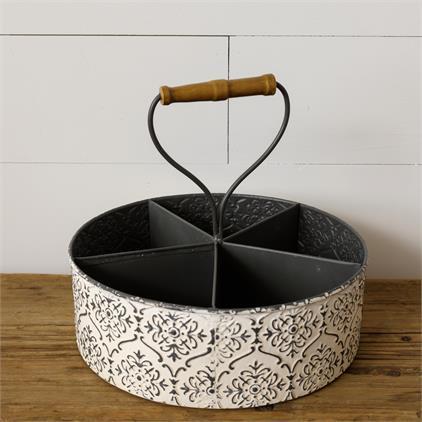 White Embossed Divided Container