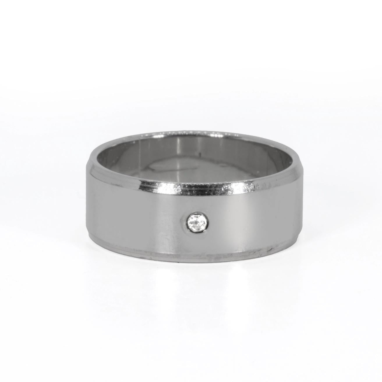 Men's Stainless Steel Concaved Diamond RIng
