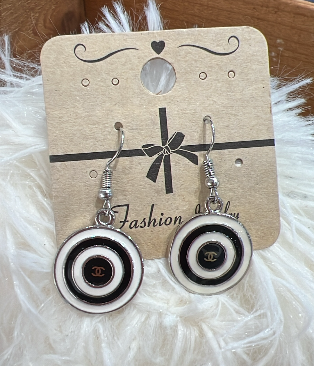 Chanel White Circle Earrings