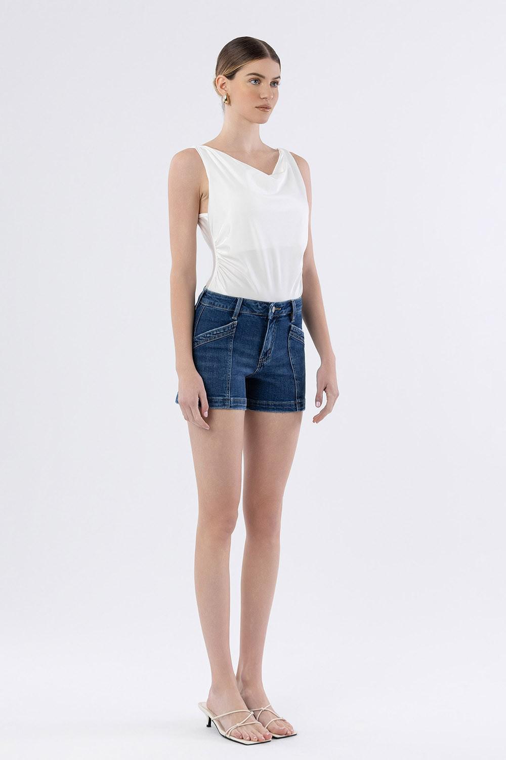 High Rise Trouser Hem Utility Shorts