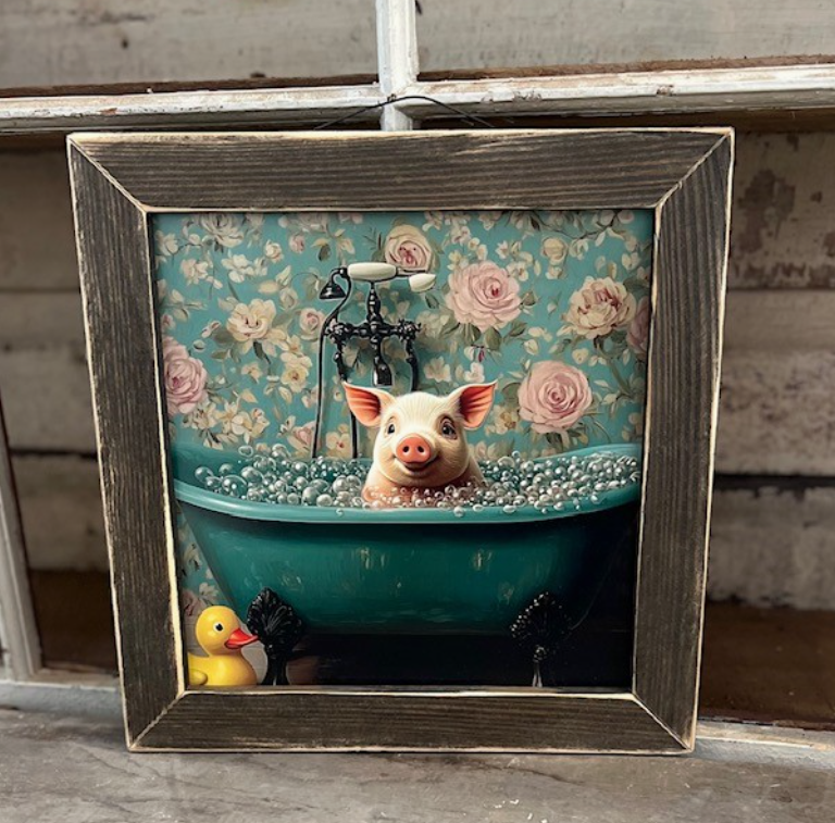 Victorian Pig in Tub 12x12
