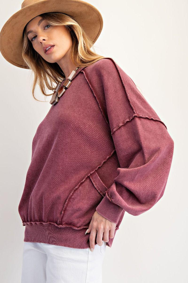 CUT OUT MINERAL WASHED PULLOVER