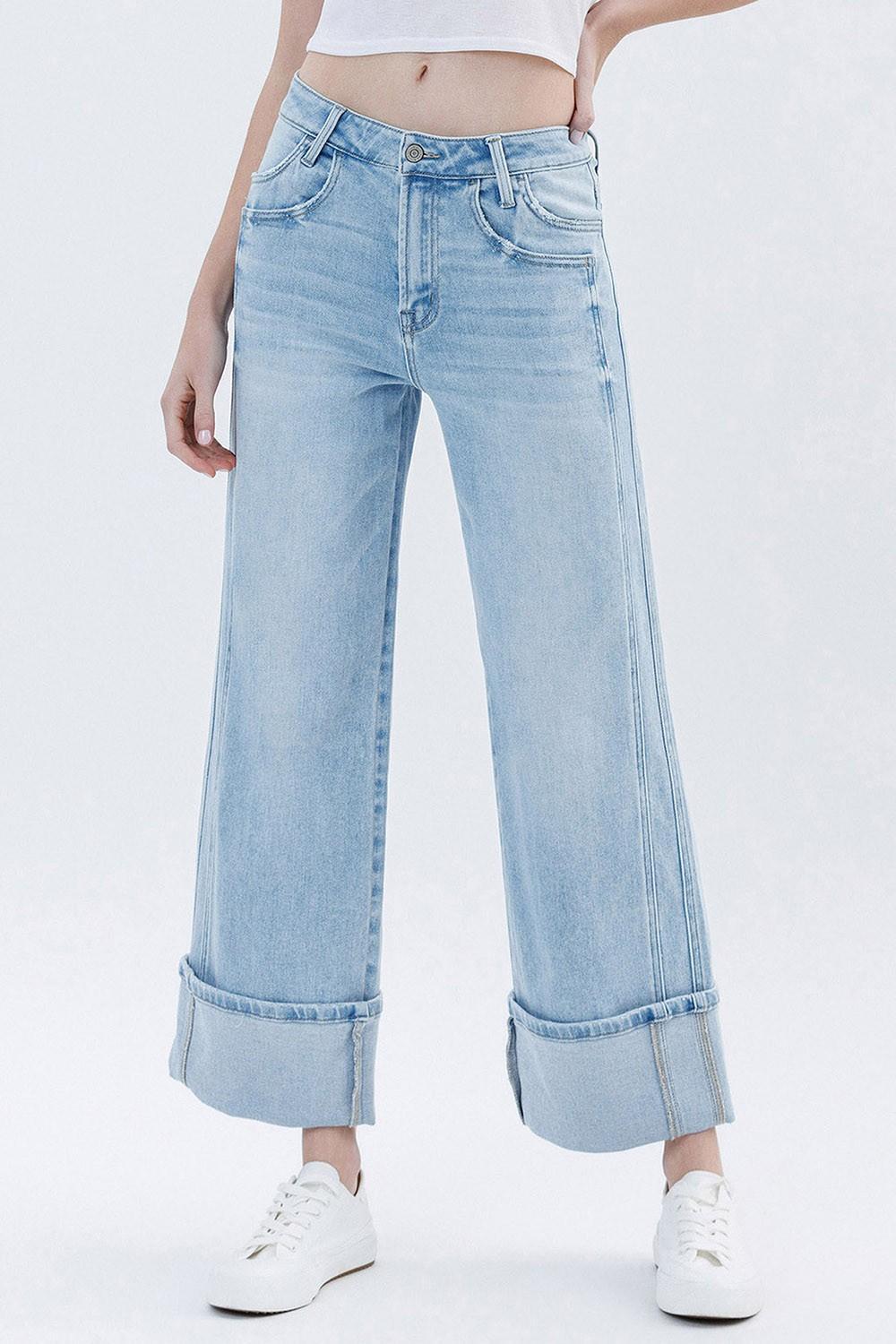 Super High Rise Cuffed Wide Jeans