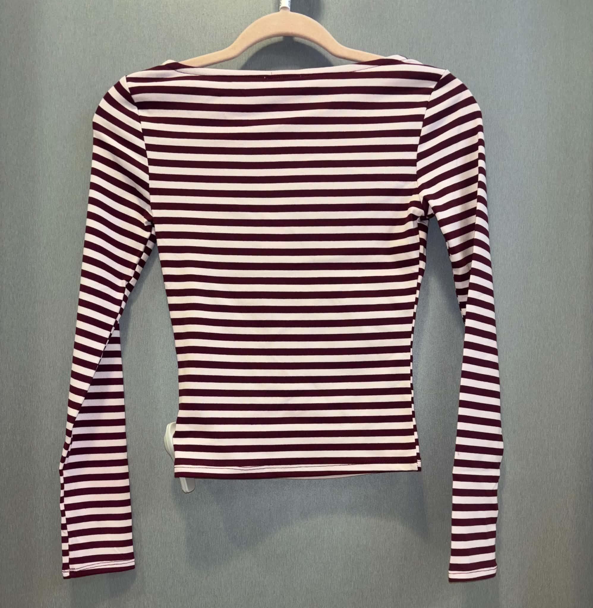 Boat Neck Striped Long Sleeve Top