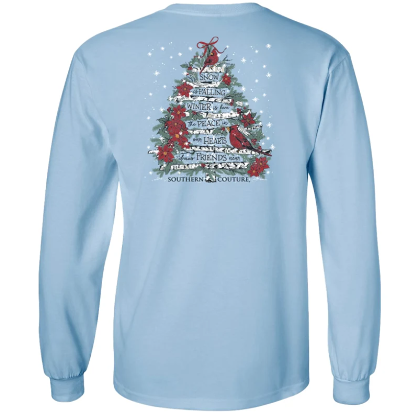 SC Classic Cardinal Bird Tree On LS - Light Blue