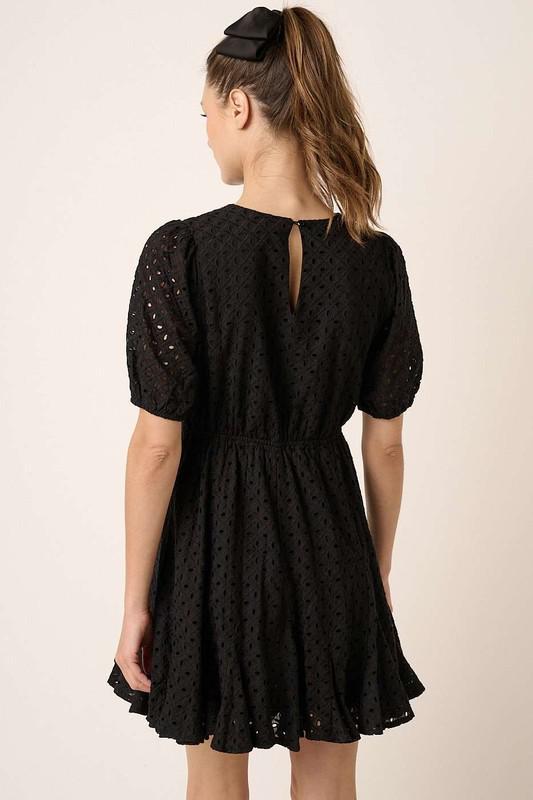 Black Eyelet Mini Dress