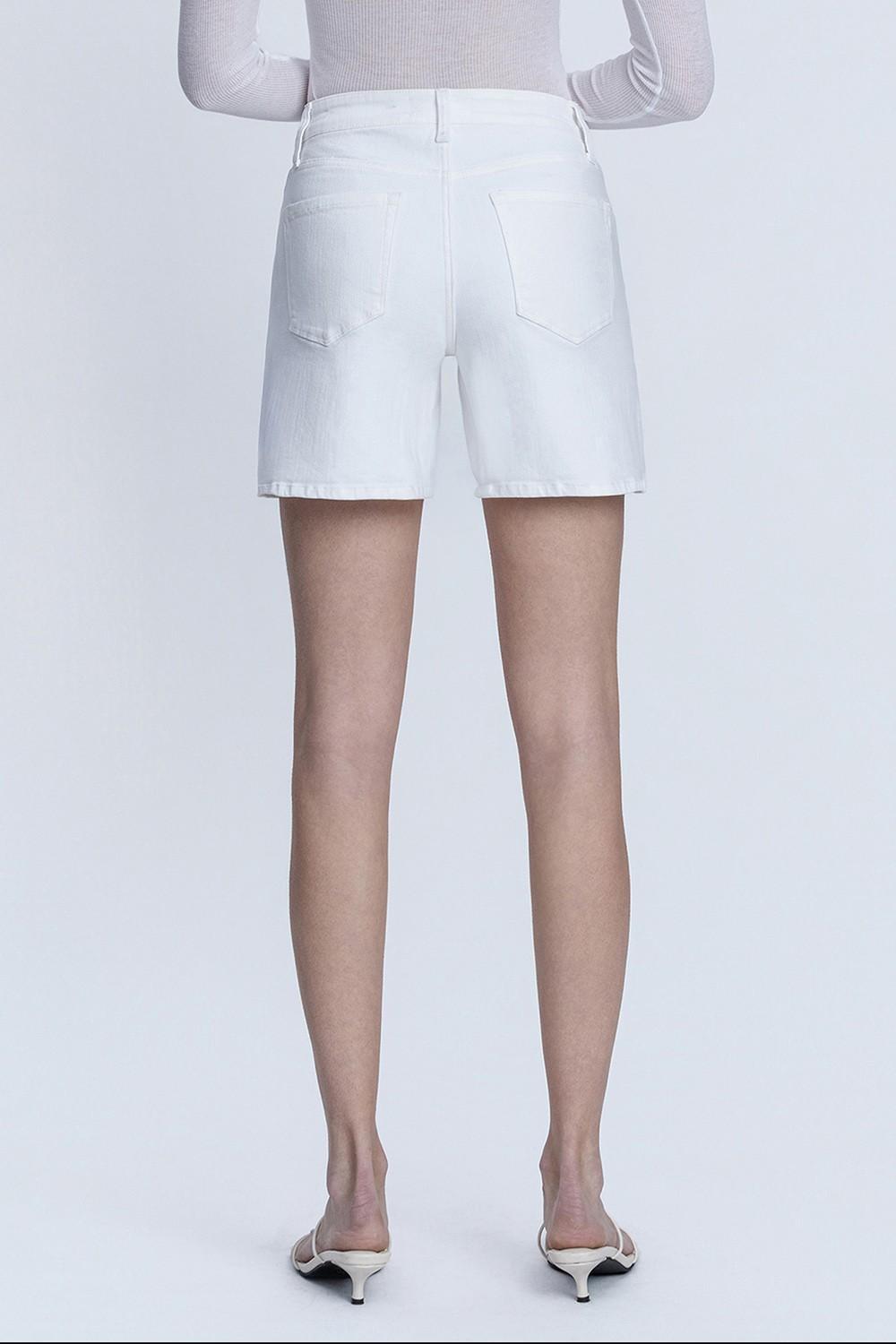 High Rise Optic White Midi A Line Shorts