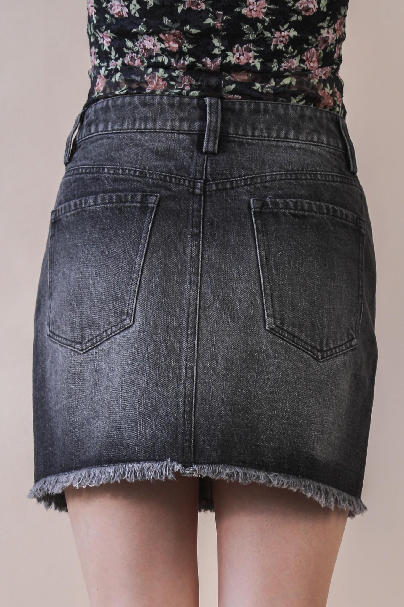 Very Jean Black Stud Washed Denim Skirt