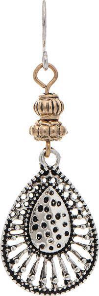 Two Tone Oxidized Bali Teardrop Earring
