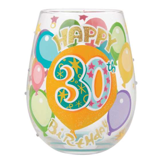Lolita Happy 30th Stemless Wine Glass