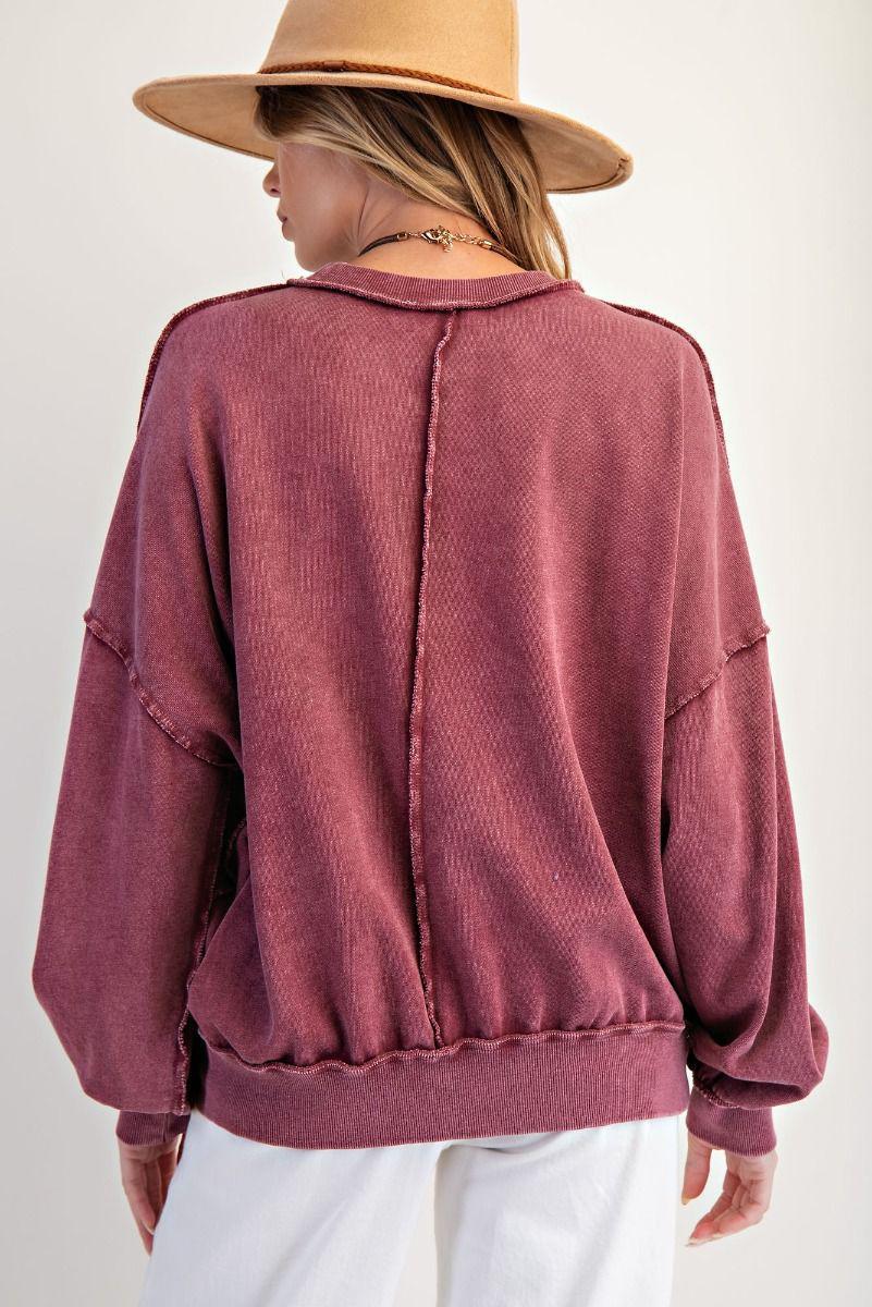 CUT OUT MINERAL WASHED PULLOVER