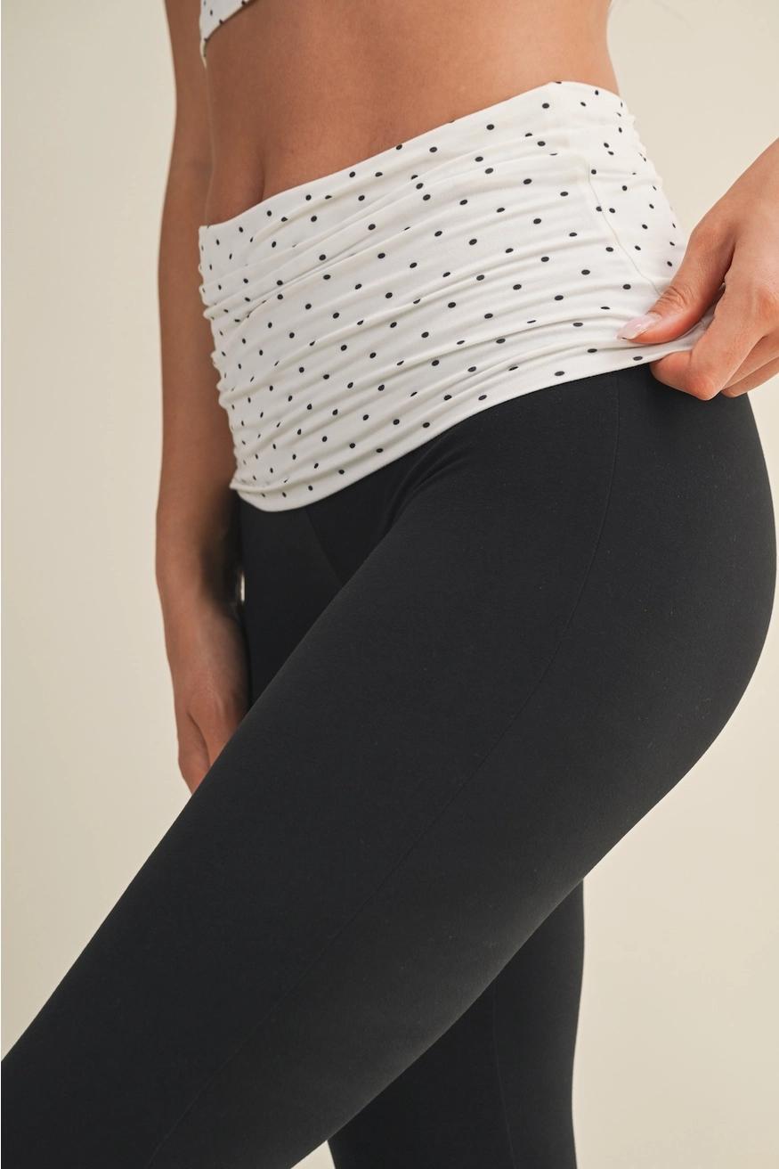 Polka Dot Soft Knit Foldover Flare Pants