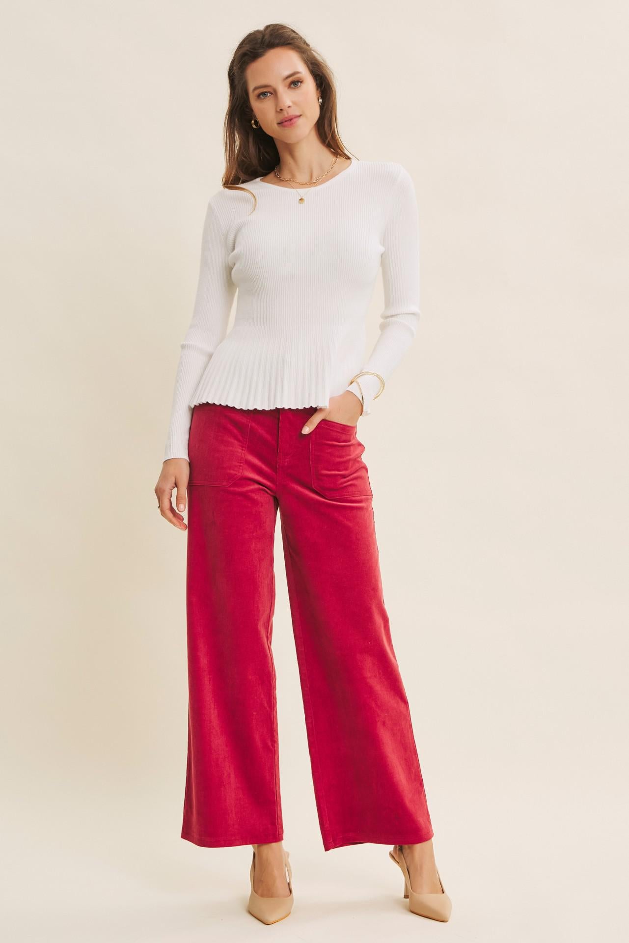 Cozy Chic Corduroy Wide-leg Pants
