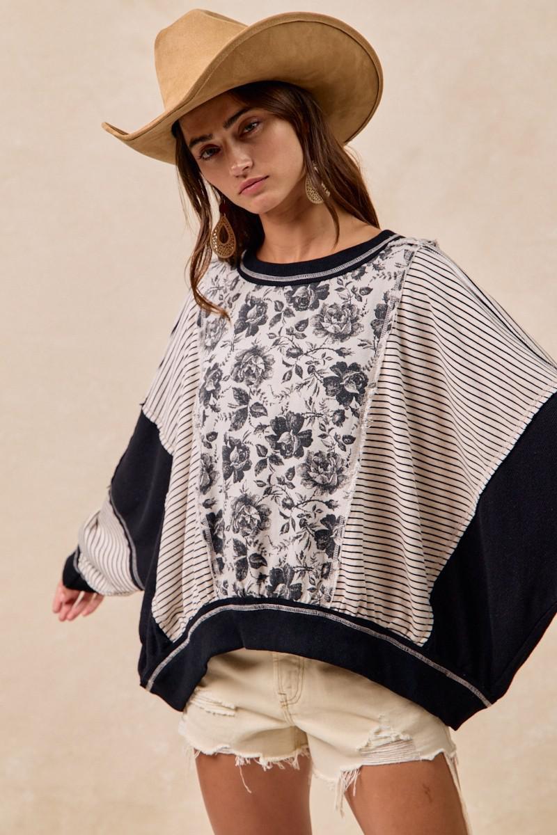 Rose Twill And Stripe Mix And Match Top