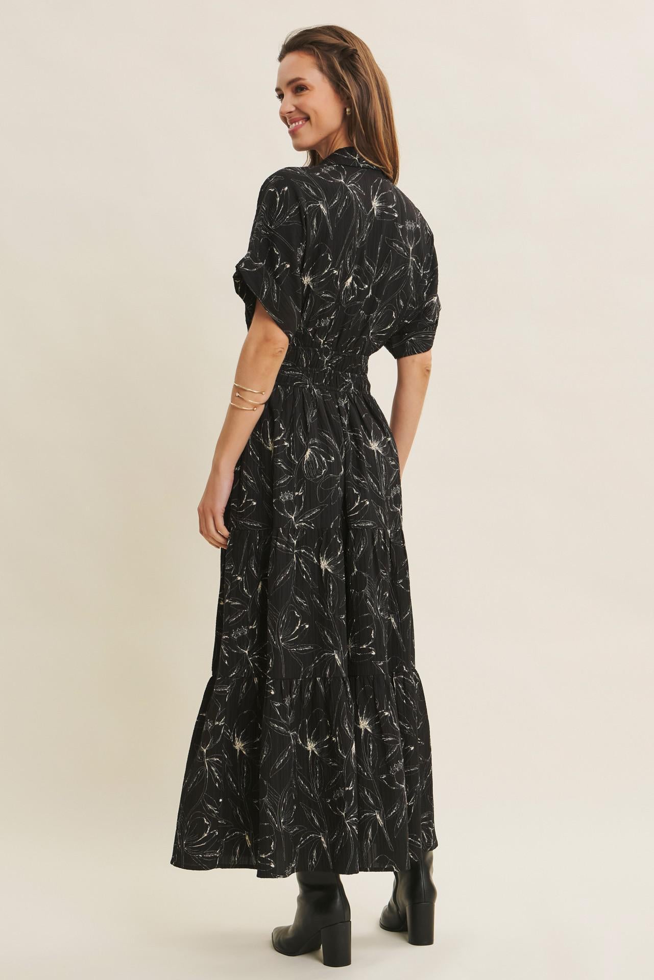Romantic Floral Maxi Dress with Tiered Ruffles