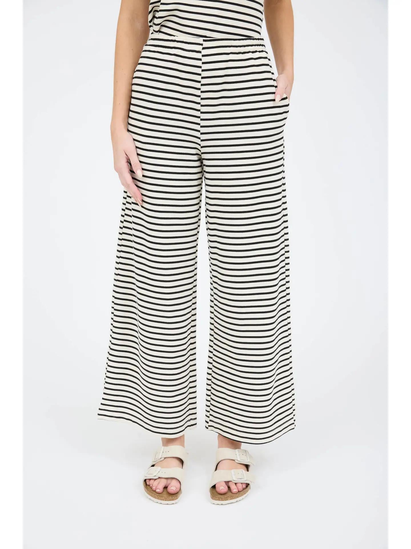 Stripe Wide Leg Knit Lounge Pants